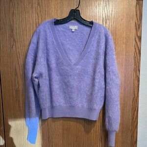 Brushed cashmere cropped V-neck sweater